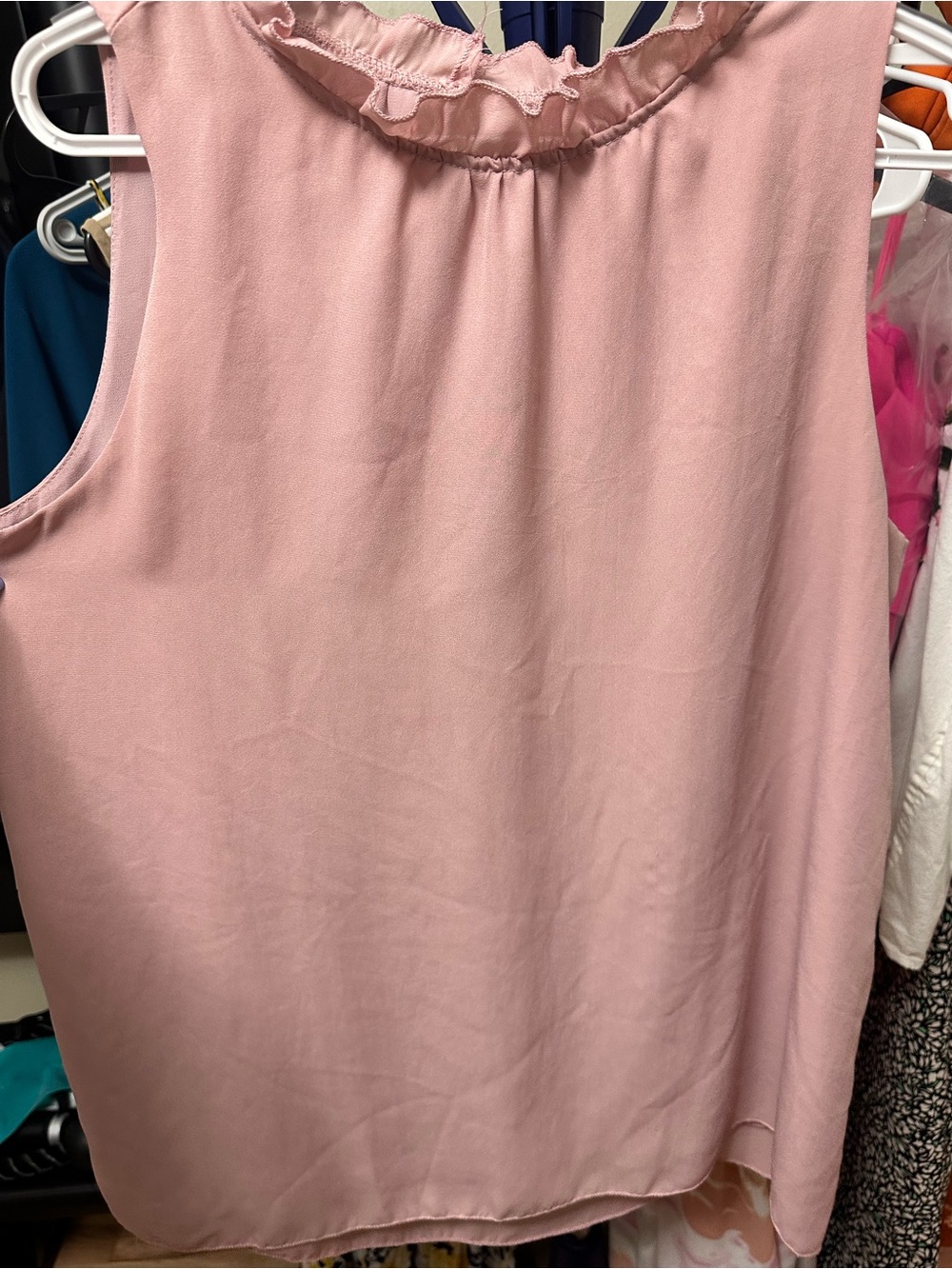 Sleeveless Ruffle-Neck Blouse - Pink